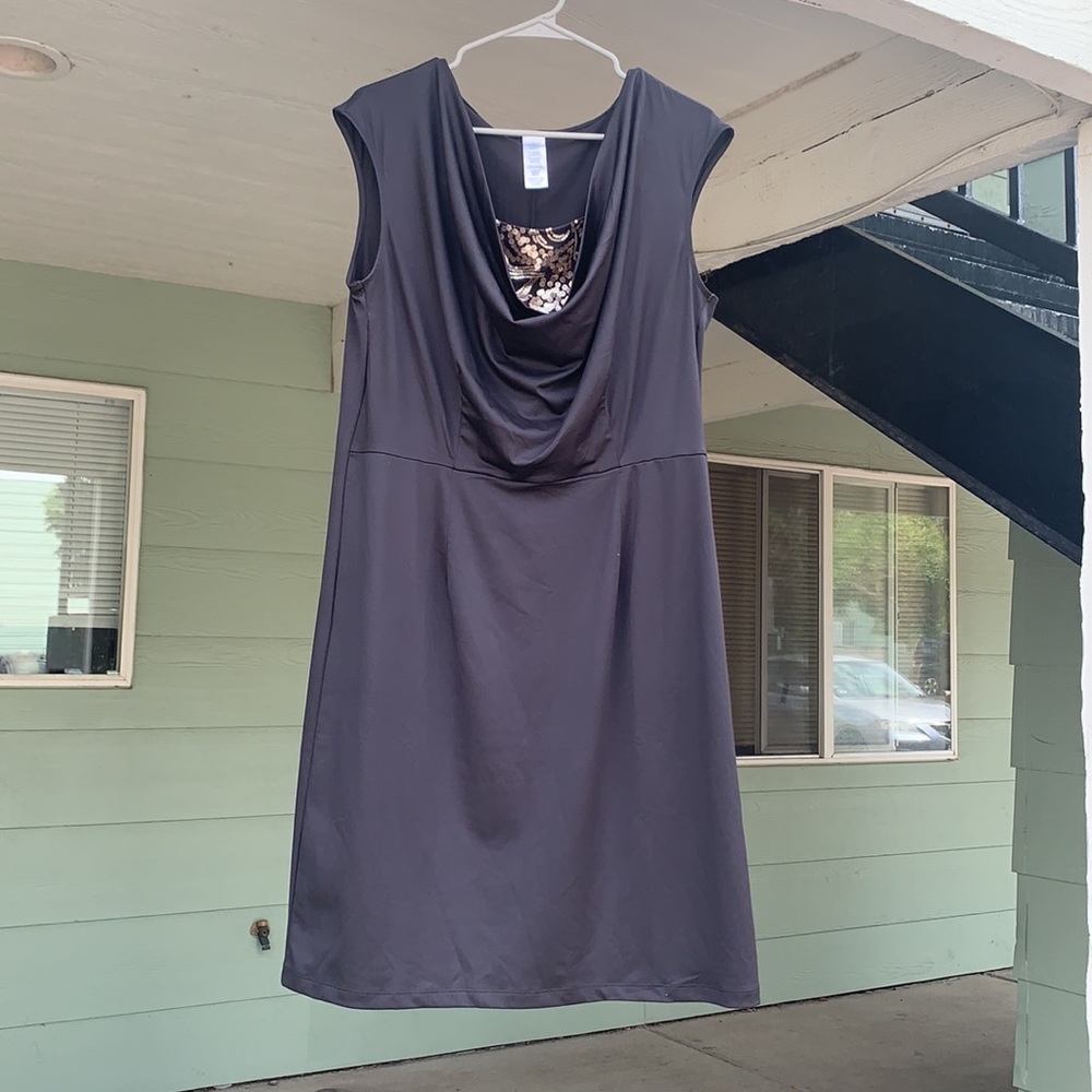Black Cocktail Dress with Gold Design - Picture 8 of 10